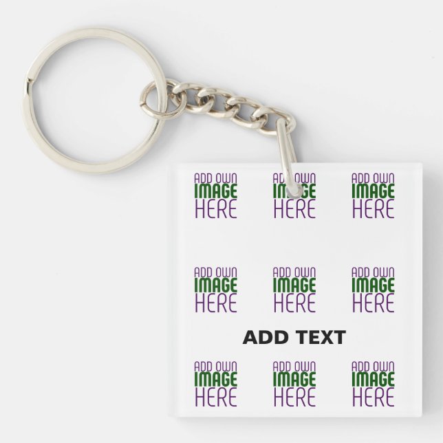 MODERN EDITABLE SIMPLE WHITE IMAGE TEXT TEMPLATE KEY RING (Front)