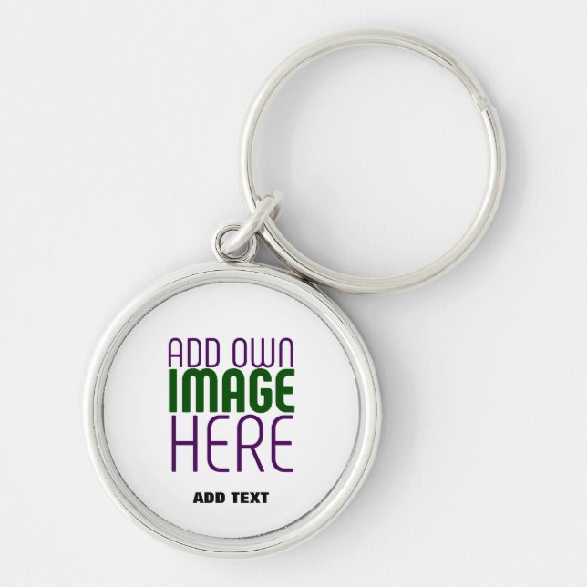 MODERN EDITABLE SIMPLE WHITE IMAGE TEXT TEMPLATE KEY RING (Front)