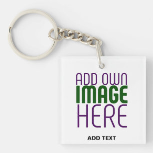 MODERN EDITABLE SIMPLE WHITE IMAGE TEXT TEMPLATE KEY RING