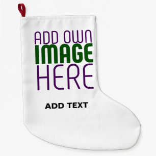 MODERN EDITABLE SIMPLE WHITE IMAGE TEXT TEMPLATE LARGE CHRISTMAS STOCKING