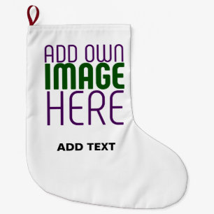 MODERN EDITABLE SIMPLE WHITE IMAGE TEXT TEMPLATE LARGE CHRISTMAS STOCKING