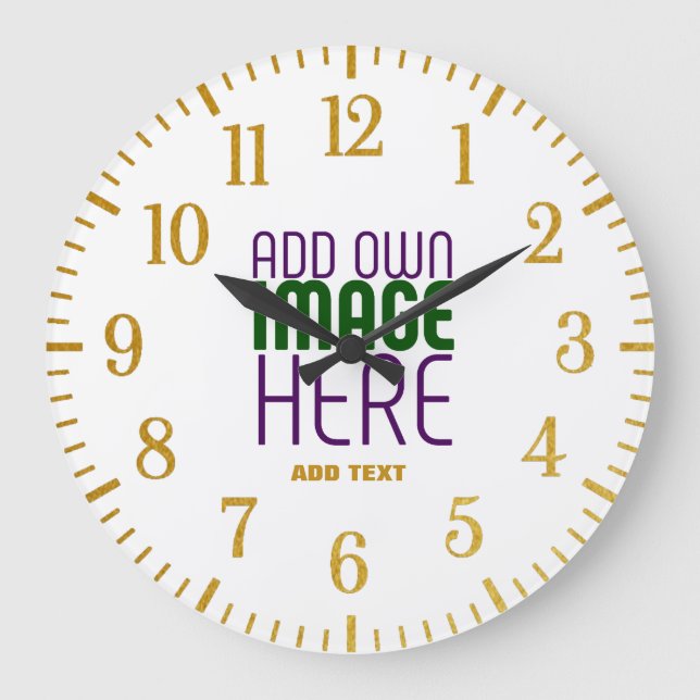 MODERN EDITABLE SIMPLE WHITE IMAGE TEXT TEMPLATE LARGE CLOCK (Front)