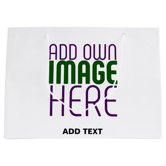 MODERN EDITABLE SIMPLE WHITE IMAGE TEXT TEMPLATE LARGE GIFT BAG (Front)