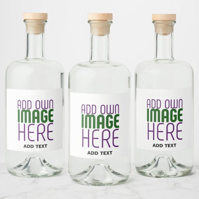 MODERN EDITABLE SIMPLE WHITE IMAGE TEXT TEMPLATE LIQUOR BOTTLE LABEL (Bottles)