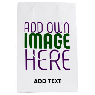 MODERN EDITABLE SIMPLE WHITE IMAGE TEXT TEMPLATE MEDIUM GIFT BAG