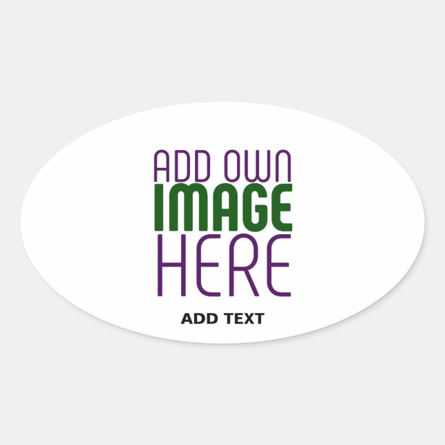 MODERN EDITABLE SIMPLE WHITE IMAGE TEXT TEMPLATE OVAL STICKER (Front)