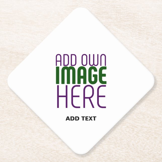 MODERN EDITABLE SIMPLE WHITE IMAGE TEXT TEMPLATE PAPER COASTER (Front)