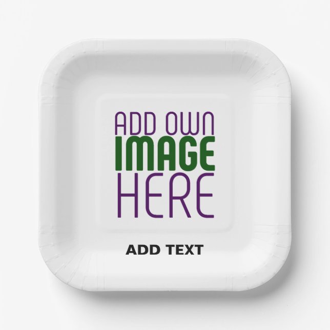 MODERN EDITABLE SIMPLE WHITE IMAGE TEXT TEMPLATE PAPER PLATE (Front)