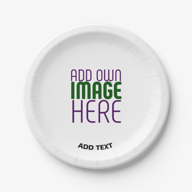MODERN EDITABLE SIMPLE WHITE IMAGE TEXT TEMPLATE PAPER PLATE (Front)