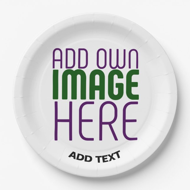 MODERN EDITABLE SIMPLE WHITE IMAGE TEXT TEMPLATE PAPER PLATE (Front)