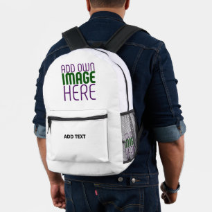 MODERN EDITABLE SIMPLE WHITE IMAGE TEXT TEMPLATE PRINTED BACKPACK