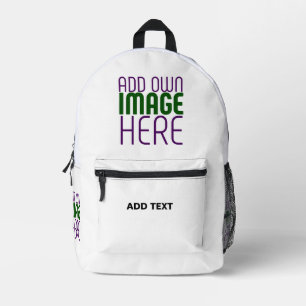 MODERN EDITABLE SIMPLE WHITE IMAGE TEXT TEMPLATE PRINTED BACKPACK