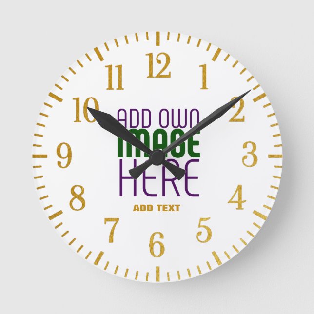 MODERN EDITABLE SIMPLE WHITE IMAGE TEXT TEMPLATE ROUND CLOCK (Front)