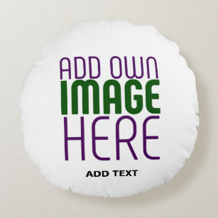 MODERN EDITABLE SIMPLE WHITE IMAGE TEXT TEMPLATE ROUND CUSHION