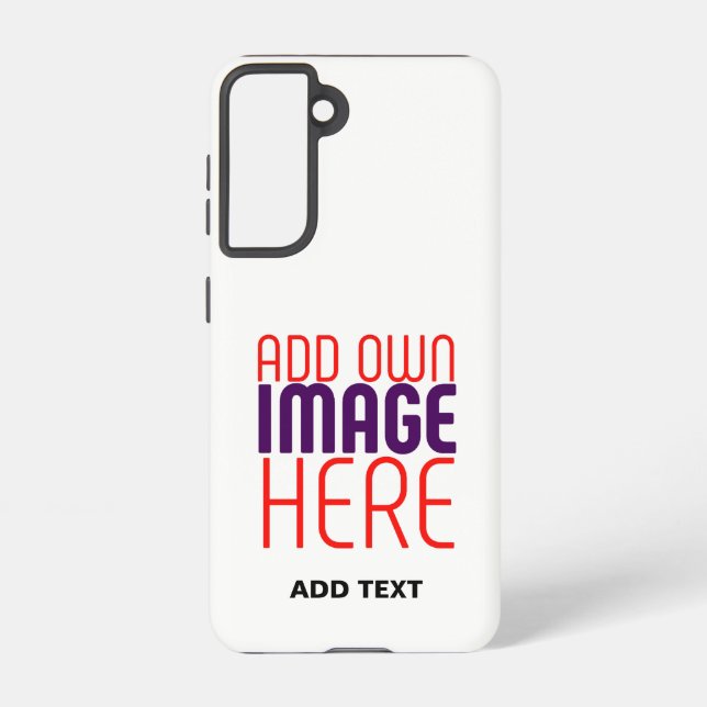 MODERN EDITABLE SIMPLE WHITE IMAGE TEXT TEMPLATE SAMSUNG GALAXY S21 CASE (Back)