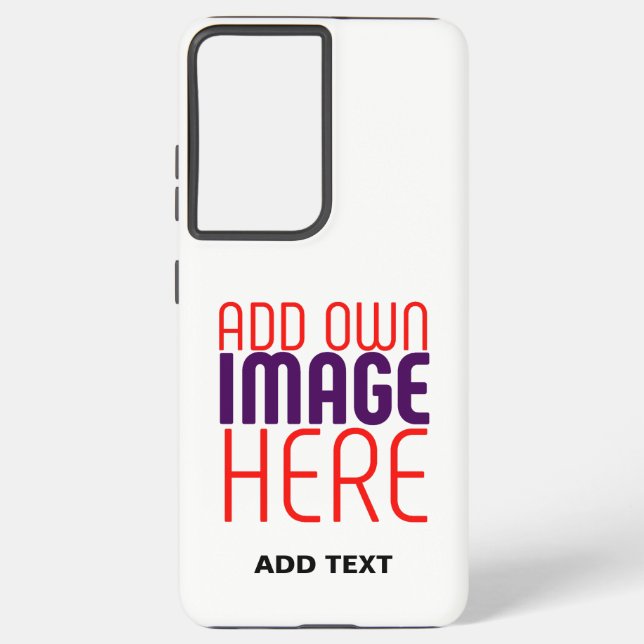 MODERN EDITABLE SIMPLE WHITE IMAGE TEXT TEMPLATE SAMSUNG GALAXY S21+ CASE (Back)