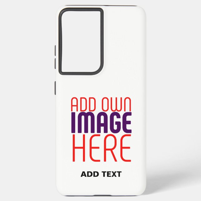 MODERN EDITABLE SIMPLE WHITE IMAGE TEXT TEMPLATE SAMSUNG GALAXY S21 ULTRA CASE (Back)