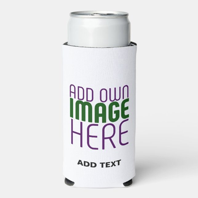 MODERN EDITABLE SIMPLE WHITE IMAGE TEXT TEMPLATE SELTZER CAN COOLER (Seltzer Front)