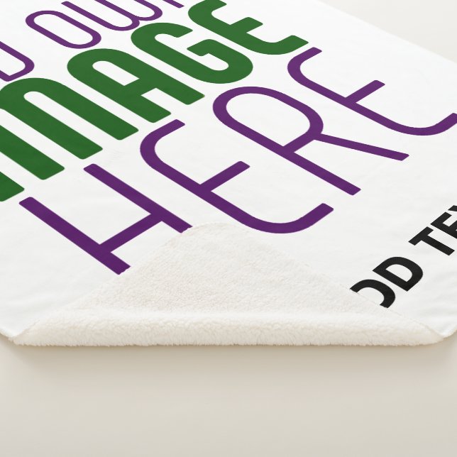 MODERN EDITABLE SIMPLE WHITE IMAGE TEXT TEMPLATE SHERPA BLANKET (3/4)