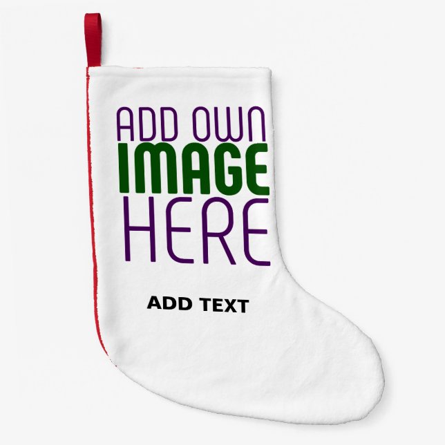  MODERN EDITABLE SIMPLE WHITE IMAGE TEXT TEMPLATE SMALL CHRISTMAS STOCKING (Front)