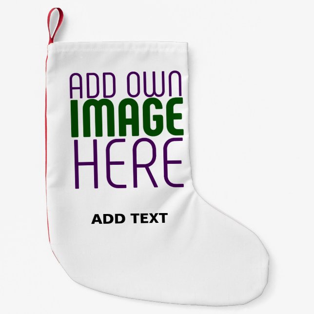  MODERN EDITABLE SIMPLE WHITE IMAGE TEXT TEMPLATE SMALL CHRISTMAS STOCKING (Front)