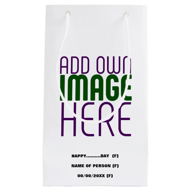 MODERN EDITABLE SIMPLE WHITE IMAGE TEXT TEMPLATE SMALL GIFT BAG (Front)