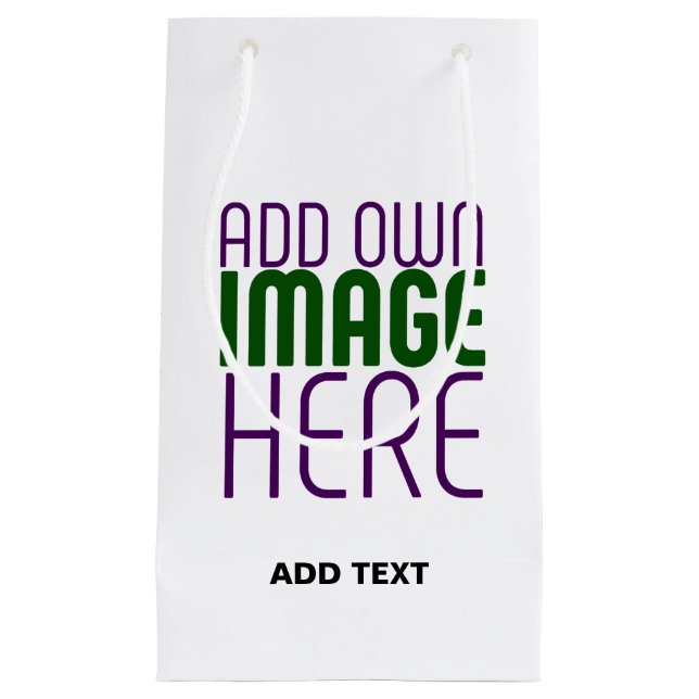 MODERN EDITABLE SIMPLE WHITE IMAGE TEXT TEMPLATE SMALL GIFT BAG (Front)