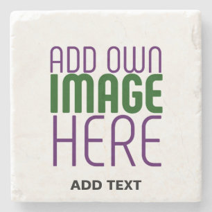 MODERN EDITABLE SIMPLE WHITE IMAGE TEXT TEMPLATE STONE COASTER