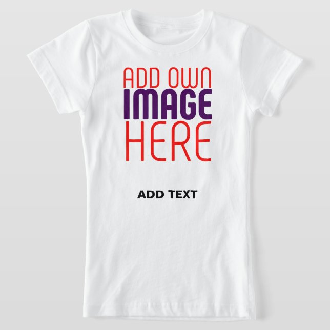 MODERN EDITABLE SIMPLE WHITE IMAGE TEXT TEMPLATE T-Shirt (Laydown)