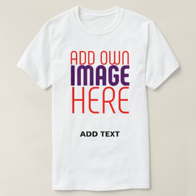 MODERN EDITABLE SIMPLE WHITE IMAGE TEXT TEMPLATE T-Shirt (Design Front)
