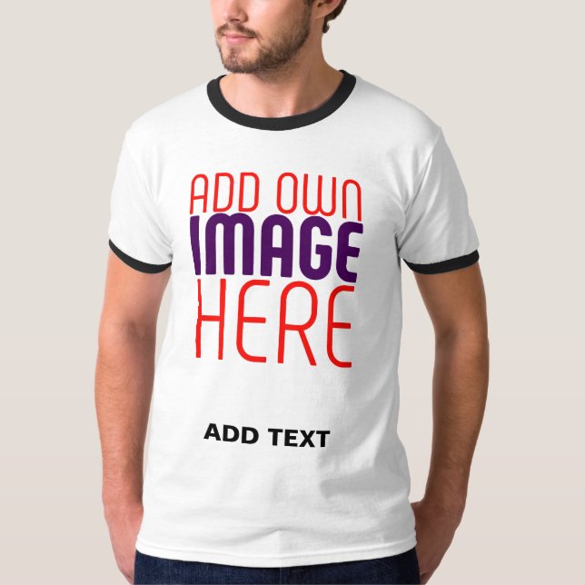 MODERN EDITABLE SIMPLE WHITE IMAGE TEXT TEMPLATE T-Shirt (Front)