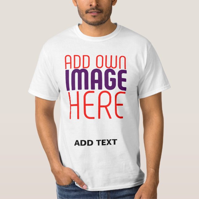 MODERN EDITABLE SIMPLE WHITE IMAGE TEXT TEMPLATE T-Shirt (Front)