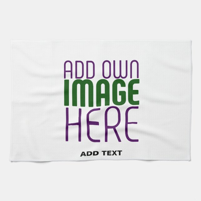 MODERN EDITABLE SIMPLE WHITE IMAGE TEXT TEMPLATE TEA TOWEL (Horizontal)