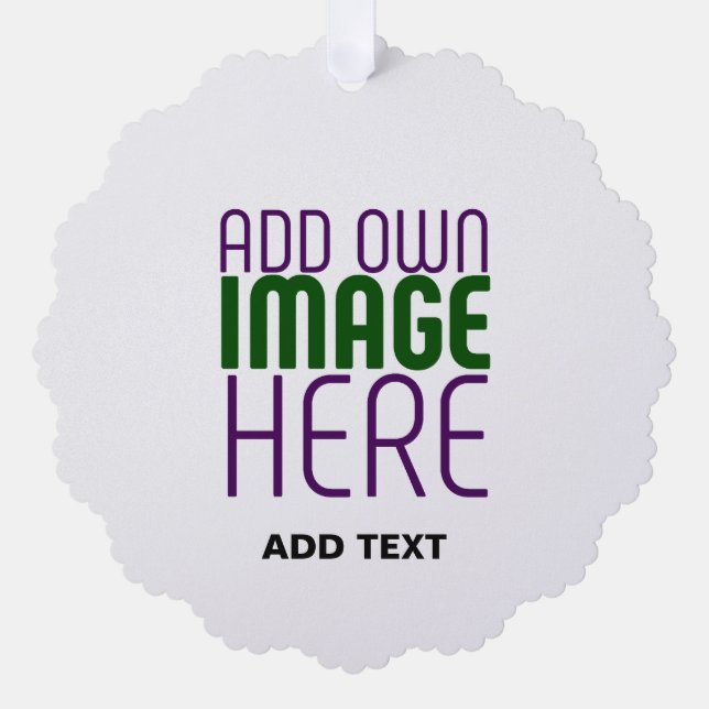 MODERN EDITABLE SIMPLE WHITE IMAGE TEXT TEMPLATE TREE DECORATION CARD (Front)
