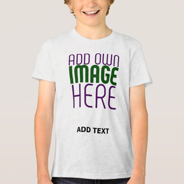 MODERN EDITABLE SIMPLE WHITE IMAGE TEXT TEMPLATE Tri-Blend SHIRT (Front)