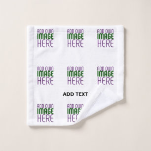 MODERN EDITABLE SIMPLE WHITE IMAGE TEXT TEMPLATE WASH CLOTH