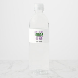 MODERN EDITABLE SIMPLE WHITE IMAGE TEXT TEMPLATE WATER BOTTLE LABEL