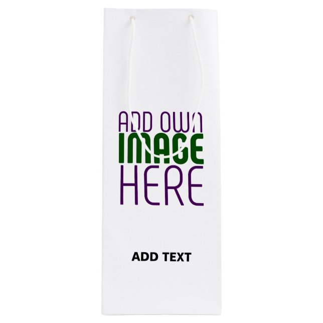 MODERN EDITABLE SIMPLE WHITE IMAGE TEXT TEMPLATE WINE GIFT BAG (Front)