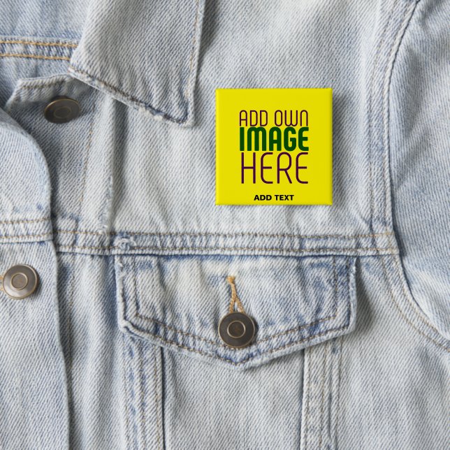 MODERN EDITABLE SIMPLE YELLOW IMAGE TEXT TEMPLATE 15 CM SQUARE BADGE (In Situ)
