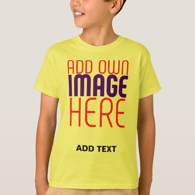 MODERN EDITABLE SIMPLE YELLOW IMAGE TEXT TEMPLATE T-Shirt (Front)