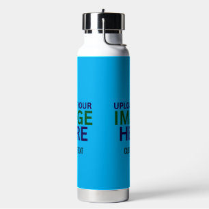 Modern Editable Sky Blue Swag Branding Template Water Bottle