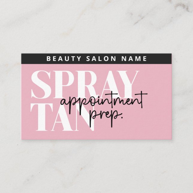 Modern Editable Sunless Spray Tan Preparation Card (Front)