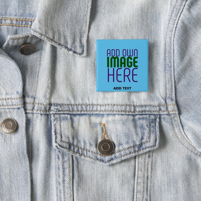 MODERN EDITABLE SWAG SKY BLUE IMAGE TEXT TEMPLATE 15 CM SQUARE BADGE (In Situ)