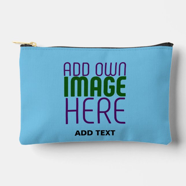 MODERN EDITABLE SWAG SKY BLUE IMAGE TEXT TEMPLATE ACCESSORY POUCH (Front)