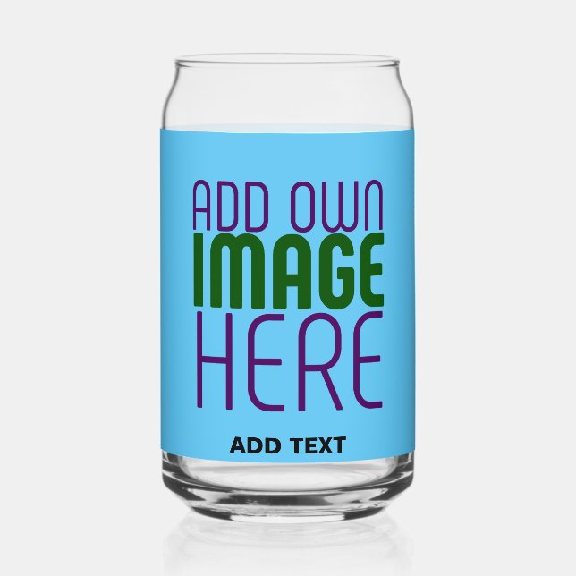 MODERN EDITABLE SWAG SKY BLUE IMAGE TEXT TEMPLATE CAN GLASS (Front)