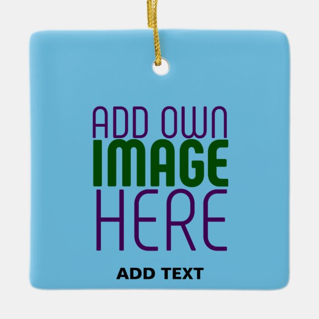  MODERN EDITABLE SWAG SKY BLUE IMAGE TEXT TEMPLATE CERAMIC ORNAMENT (Front)
