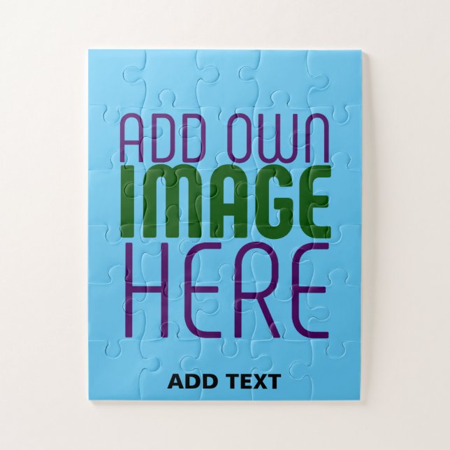 MODERN EDITABLE SWAG SKY BLUE IMAGE TEXT TEMPLATE JIGSAW PUZZLE (Vertical)