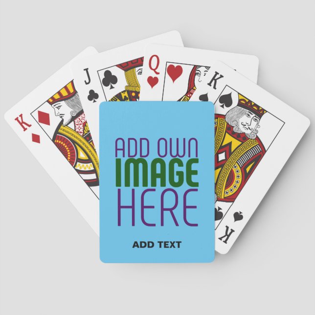MODERN EDITABLE SWAG SKY BLUE IMAGE TEXT TEMPLATE PLAYING CARDS (Back)