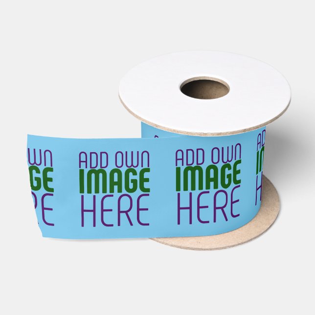 MODERN EDITABLE SWAG SKY BLUE IMAGE TEXT TEMPLATE SATIN RIBBON (Spool)