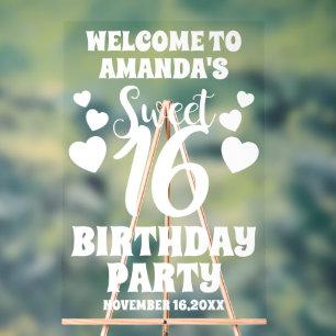 Modern Editable Sweet 16 Welcome Acrylic Sign